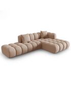 Canapé d'angle droit Modulaire Velours Piki 5 Places beige - 294x175x70 cm