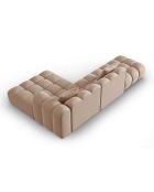 Canapé d'angle droit Modulaire Velours Piki 5 Places beige - 294x175x70 cm