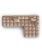 Canapé d'angle droit Modulaire Velours Piki 5 Places beige - 294x175x70 cm