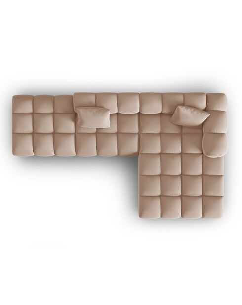 Canapé d'angle droit Modulaire Velours Piki 5 Places beige - 294x175x70 cm