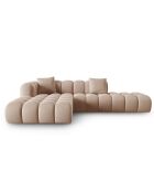 Canapé d'angle gauche Modulaire Velours Piki 5 Places beige - 294x175x70 cm