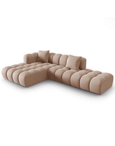 Canapé d'angle gauche Modulaire Velours Piki 5 Places beige - 294x175x70 cm