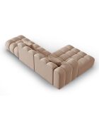 Canapé d'angle gauche Modulaire Velours Piki 5 Places beige - 294x175x70 cm