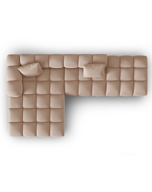 Canapé d'angle gauche Modulaire Velours Piki 5 Places beige - 294x175x70 cm