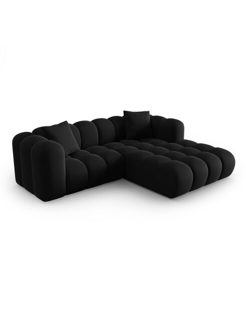 Canapé d'angle droit Modulaire Velours Piki 3 Places noir - 242x190x70 cm