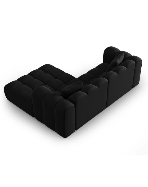 Canapé d'angle droit Modulaire Velours Piki 3 Places noir - 242x190x70 cm