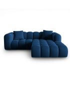 Canapé d'angle droit Modulaire Velours Piki 3 Places bleu roi - 242x190x70 cm