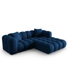 Canapé d'angle droit Modulaire Velours Piki 3 Places bleu roi - 242x190x70 cm