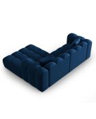 Canapé d'angle droit Modulaire Velours Piki 3 Places bleu roi - 242x190x70 cm
