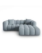 Canapé d'angle droit Modulaire Velours Piki 3 Places bleu clair - 242x190x70 cm