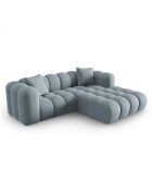 Canapé d'angle droit Modulaire Velours Piki 3 Places bleu clair - 242x190x70 cm