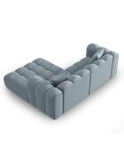 Canapé d'angle droit Modulaire Velours Piki 3 Places bleu clair - 242x190x70 cm