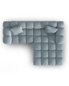 Canapé d'angle droit Modulaire Velours Piki 3 Places bleu clair - 242x190x70 cm