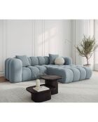 Canapé d'angle droit Modulaire Velours Piki 3 Places bleu clair - 242x190x70 cm
