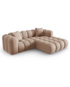 Canapé d'angle droit Modulaire Velours Piki 3 Places beige - 242x190x70 cm