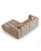 Canapé d'angle droit Modulaire Velours Piki 3 Places beige - 242x190x70 cm