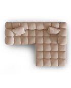 Canapé d'angle droit Modulaire Velours Piki 3 Places beige - 242x190x70 cm