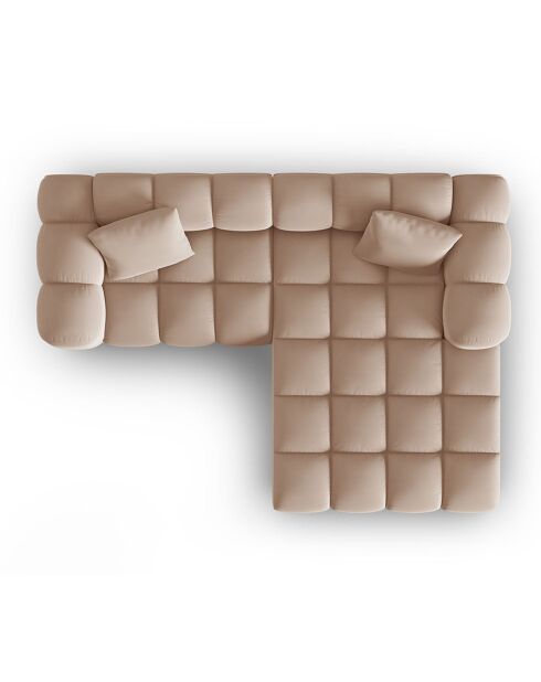 Canapé d'angle droit Modulaire Velours Piki 3 Places beige - 242x190x70 cm