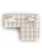 Canapé d'angle droit Modulaire Velours Piki 3 Places beige clair - 242x190x70 cm