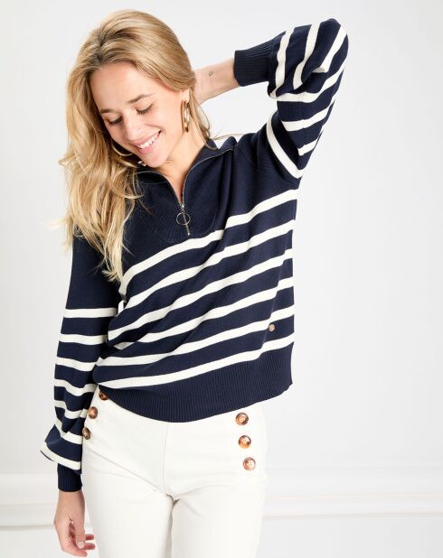 Pull Nira marine/écru