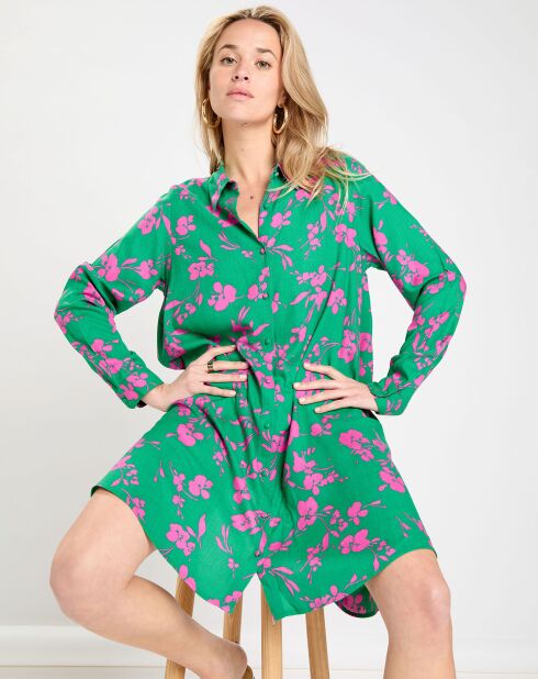 Robe Kari vert/fuschia