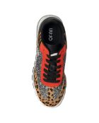 Sneakers en Cuir Solène leopard/argenté/rouge