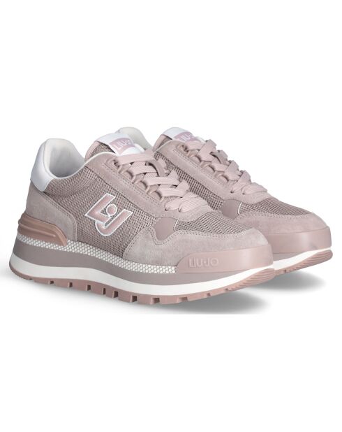 Sneakers en Cuir Angèle rose pâle