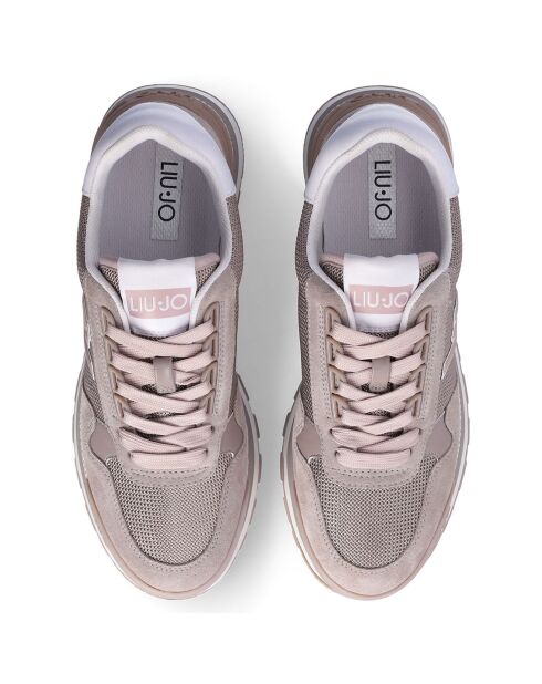 Sneakers en Cuir Angèle rose pâle