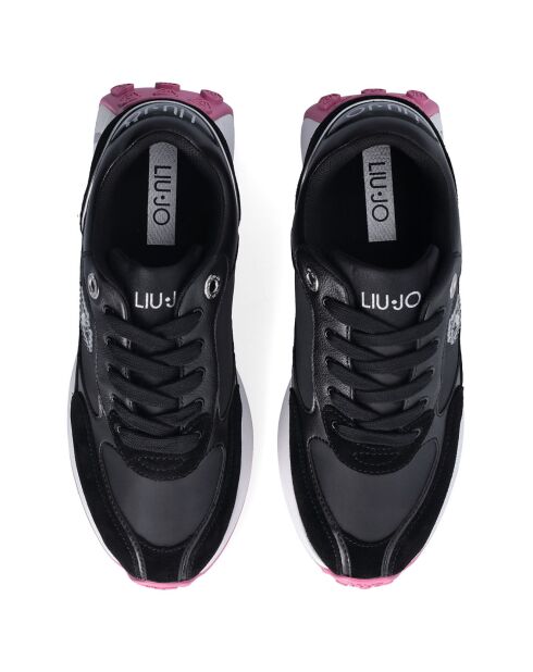 Sneakers en Cuir Chiara noir/blanc/rose