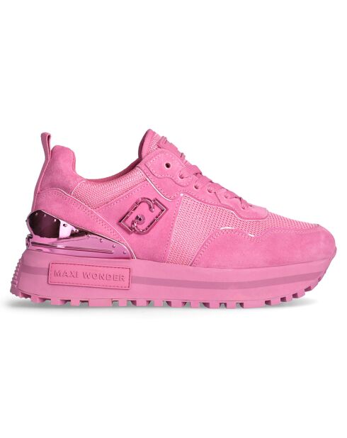 Sneakers en Velours de cuir Calia roses