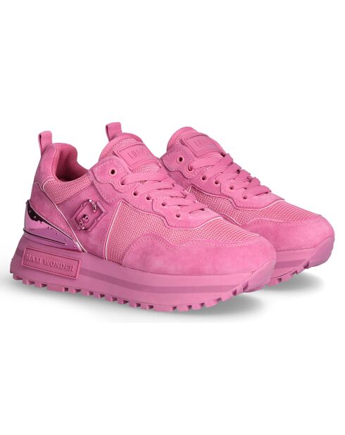Sneakers en Velours de cuir Calia roses