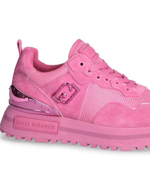 Sneakers en Velours de cuir Calia roses