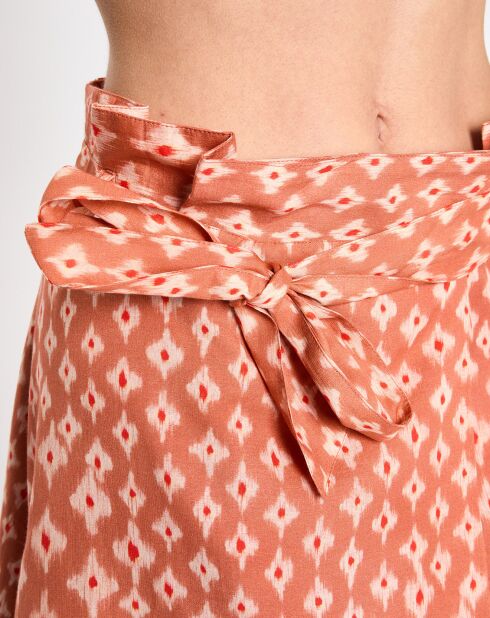 Jupe longue Georgie imprimé orange/écru