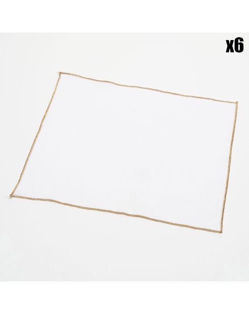 6 Sets de table en lin lavé blancs - 35x45 cm