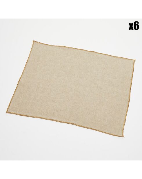 6 Sets de table en lin lavé naturel - 35x45 cm