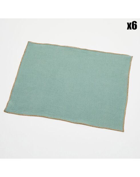 6 Tischsets aus gewaschenem Jadeleinen, 35 x 45 cm