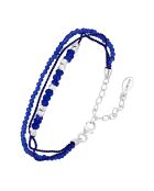 Bracelet en Argent, Coton & Calcédoine bleue