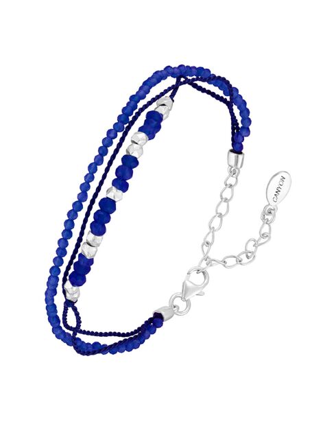 Bracelet en Argent, Coton & Calcédoine bleue