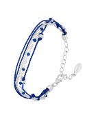 Bracelet en Argent, Coton & Calcédoine bleue