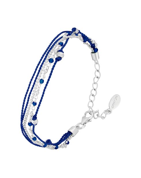 Bracelet en Argent, Coton & Calcédoine bleue