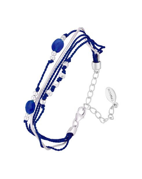 Bracelet en Argent, Coton & Calcédoine bleue