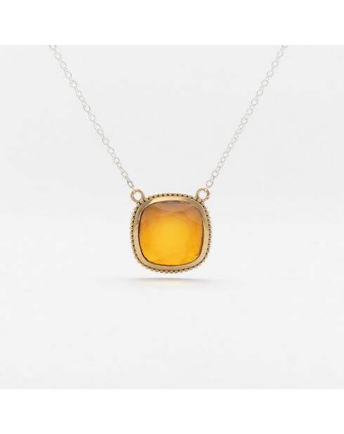 Collier en Argent, Laiton & Citrine brandy zirconium