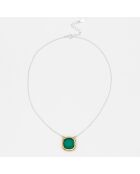 Collier en Argent, Laiton & Onyx vert