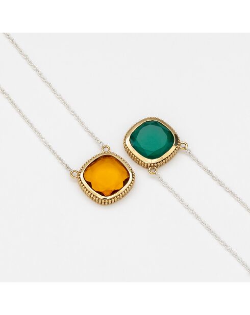 Collier en Argent, Laiton & Onyx vert