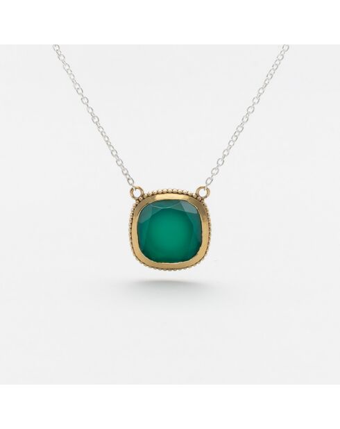 Collier en Argent, Laiton & Onyx vert