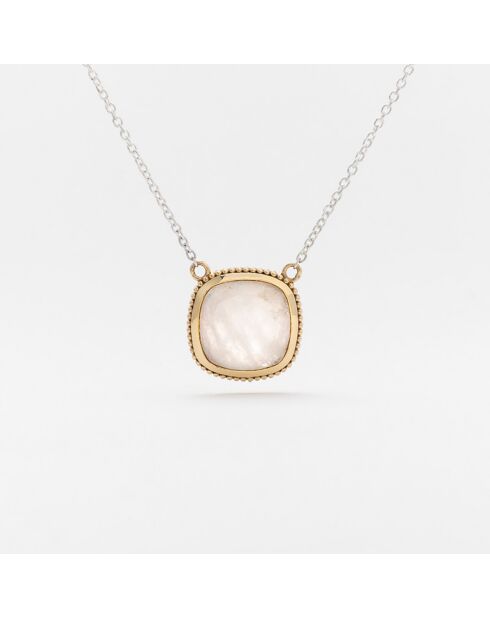 Collier en Argent, Laiton & Pierre de Lune blanche