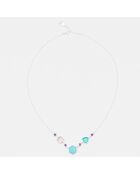 Collier en Argent & Calcédoine bleue & Quartz rose