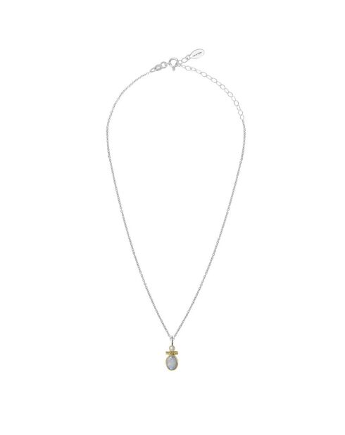 Collier en Argent, Laiton & Pierre de Lune blanche