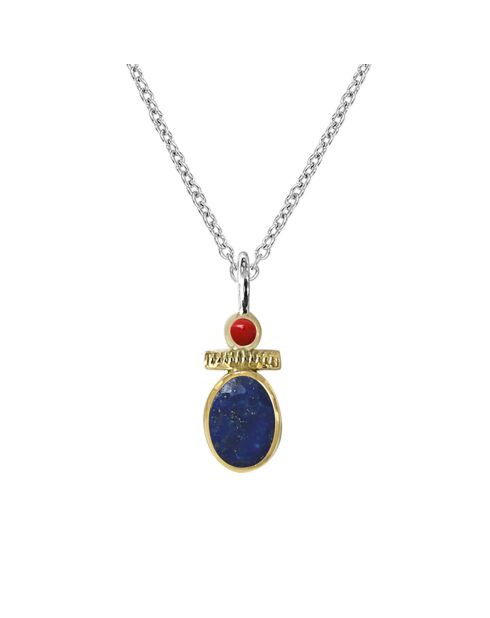 Collier en Argent, Laiton & Lapis bleu