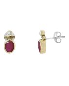 Boucles d'oreilles en Argent, Laiton & Sillimanite teintée